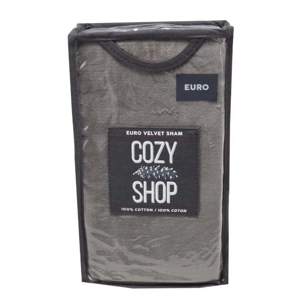 New Cozy Shop Euro 26in x 26in Velvet  Cotton Sham, Grey Pillow